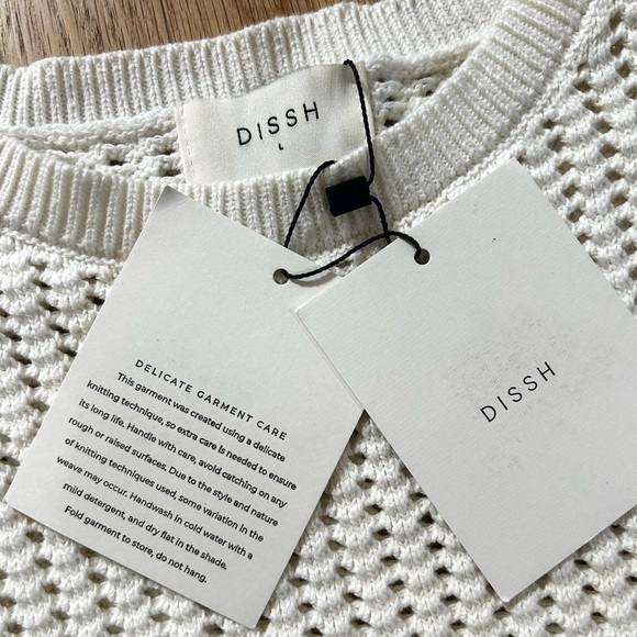 DISSH denny crochet open knit tank top off white 100% cotton NWT size L - Picture 7 of 11